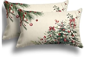 ZWJD 2 Pack Federe Cuscini Divano 30x50 Cuscini Natalizi per Divano Federe Cuscini Natalizi Cotone e Lino Biancheria Cuscini per Divano per Natale Decorazioni Casa