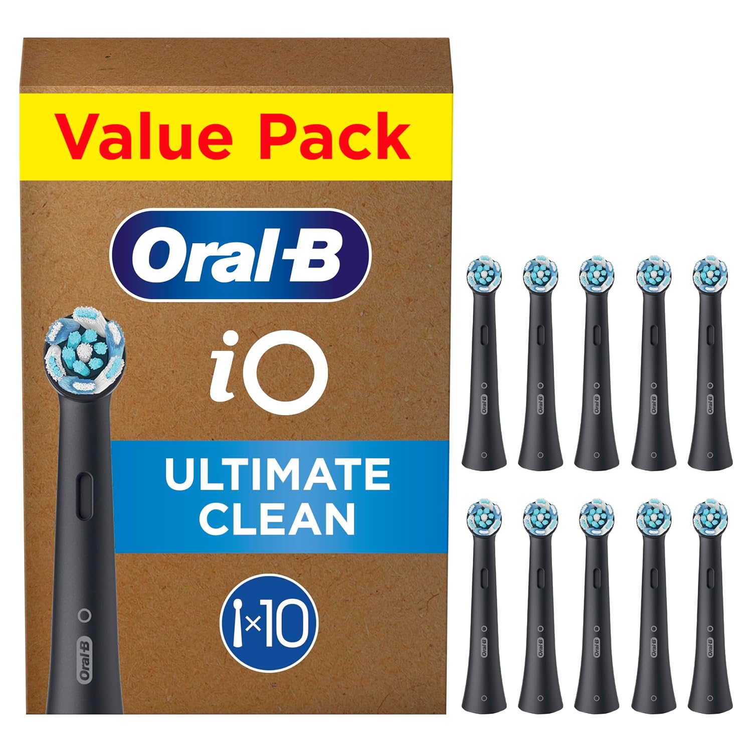 Oral-B iO Series Ultimate Clean Zwart, Originele vervangende ronde opzetborstels, met CrissCross borstelharen voor geavanceerde intense reiniging en verwijdering van tandplak, 10