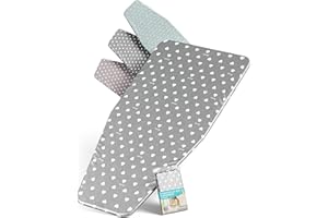 ARCOL Funda para Tabla de Planchar Foppapedretti, Funda de Recambio con elástico, Fabricada en Italia, Funda para Tabla de Planchar 100% algodón (Cubierta, Gris con Corazones Blancos)