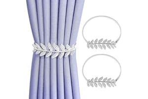 Newsmy 2 Pcs Tie Backs for Curtains, Creative Silver Leaf Curtain Tie Back, Curtain Holdbacks Curtain Ties(2 Pcs Silver Leaf)
