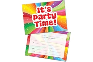Olivia Samuel PACK 40 Kids Party Invitations with Envelopes – Colourful Starburst Themed Party Invites for all Ages – Birthday Invites for Boys and Girls - Designed and Printed in the UK