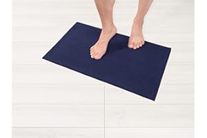 Hammetex 100% Baumwolle 1200 GSM rutschfeste Badematte, 43x61 cm Badvorleger für Badezimmer WC, Saugfähig Schnelltrocknend Waschbar Bad Fußmatten, Dunkelblau