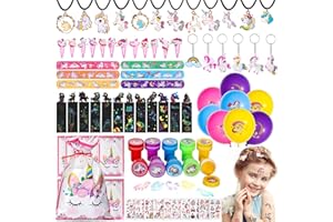 KAREERAN Unicorn Party Bags Fillers, 104 Pieces Unicorn Party Bag Fillers for Girls, Party Favors Balloon Keychains Stamper Bookmark Age 3-12 Kids Classroom Rewards Birthday Halloween Christmas Party