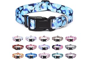 Suredoo Hundehalsband Verstellbares, Weich & Komfort Nylon Hunde Halsband für Kleine Mittlere Große Hunde Welpen Katzen (M, Camo Blau)