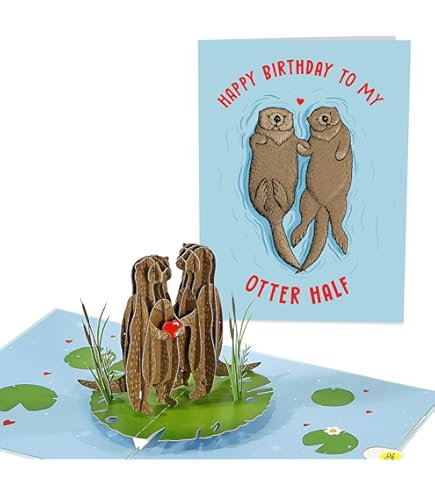 Biglietto Compleanno Divertente - Happy Birthday To My Otter Half Con Adesivi - Foto 5