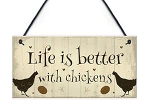 Red Ocean Life Is Better Funny Chicken Sign For Hen House Chicken House Garden Sign