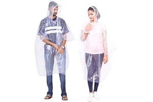 START AND DRIVE LTD Start and Drive Poncho Rain Coat Transparent Waterproof Plastic Poncho Adult Size Disposable Ponchos with Hoods, Emergency Raincoats, Rain Ponchos