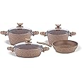 Home Maker Granitec 7 Pieces Cookware Set, Milk Brown