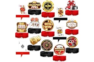 SINMOE 12 Pcs Las Vegas Party Decorations Poker Honeycomb Centerpieces Casino Decor 3D Honeycomb Table Topper with 4 Playing Card Signs for Kids Adults Casino Theme Birthday Game Night Party Supplies