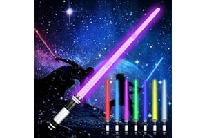 Moocuca Lichtschwert Kinder, Laserschwert Sta Wars, RGB 7 Farben Led Lightsaber mit Licht und Sound, Cosplay Spielzeug Einziehbares Laserschwert Kinder