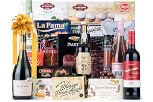 CIA&CO Cesta de Navidad con Ibericos Gourmet 2025 (Lote 207) · Con Espumoso, 3 Vinos, Aperitivos, Turrones, Ibéricos y Dulces · Incluye Tarjeta Personalizable · Regalo Corporativo, Familiar o Personal