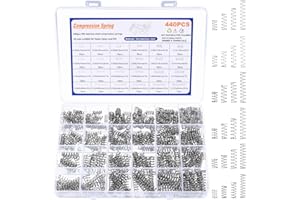 BNNRJIA 440 Stk Edelstahl Druckfedern Sortiment Set, Feder Zugfedern Sortiment Set, Spannfedern Spiralfedern Metallfeder Sprungfeder Stahlfedern für Werkzeuge Geräte Auto Compression Springs(24 Größen)
