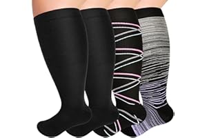 ‎NEWIROVE NEWIROVE 4Paar Kompressionsstrümpfe Damen Dicke Waden Thrombosestrümpfe Damen Flug XXl Minasamed Kompressionsstrümpfe Herren Damen Übergröße Stützstrümpfe für Fitness,Reise, Arbeit