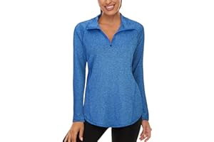 Akiooue Womens Long Sleeve UPF 50+ Running Tops 1/4 Zip Gym Sports Workout Cycling Golf Shirts