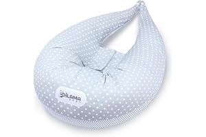 Dilamababy Almohada Embarazada Dormir en Copos de Memory Foam y Fiber Balls - Cojin Lactancia Bebe Funda Algodón - Multifuncional, Puede Ser Tanto un Cojin Embarazada como una Almohada Lactancia