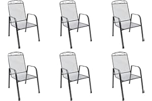 MFG FREIZEITMÖBEL AUS MECKLENBURG MFG 6 x Streckmetall Stapelsessel Zingst-Snail in Anthrazit, 4-Fach Beschichtung UV- und wetterbeständig Made in Germany, TÜV, GS und Gastro geprüft