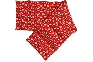 GIRAFFENLAND Almohada térmica compartimentada en 8 con huesos de cerezas 75x20cm | rojo con corazones | Saco térmico para microondas | Calor y frío | Cojín térmico con semillas