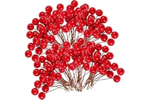 HCSSZ Mini 12mm Bacche di Agrifoglio Rosso 160 PCS, Agrifoglio Decorazioni Albero di Natale, Falsa Mini Bacche di Agrifoglio per Armeggiare per Natale, Ghirlande, Artigianato
