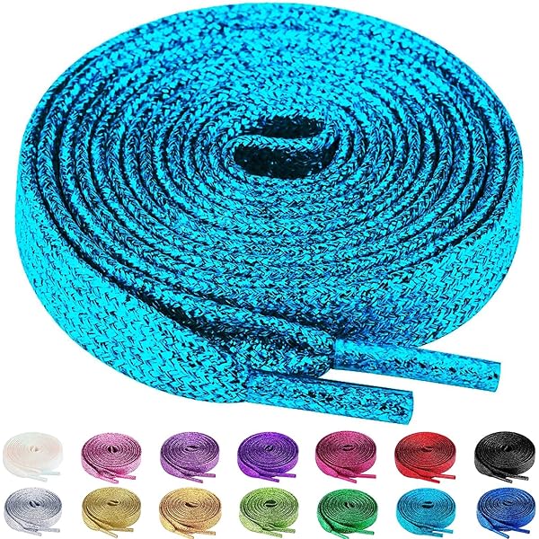 10 Paia Lacci Per Scarpe Con Paillettes Colorate - Lacci Piatti In Metallo, Lunghi 125 Cm, Per Sneakers E Stivali