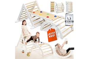 Lululearn® Kletterdreieck, Kletterbogen & Rampe [FALTBAR] ideal für Indoor & Garten - Klettergerüst ab 1 Jahr, Montessori Spielzeug für aktives Lernen - Jetzt Entdecken! (Weiß)