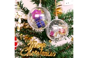 HIMALY 20Pcs 5cm Clear Baubles,Empty Plastic Baubles to Fill, Christmas Tree Decorations Ball for Craft New Years Wedding Party Home Decor