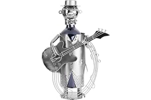 BRUBAKER - Porte-Bouteille de vin - Guitariste - Sculpture en Métal - Carte de voeux INCL. - Idée Cadeau Originale