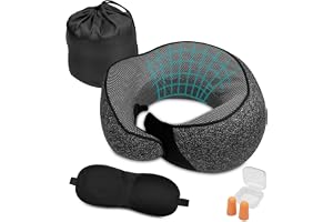 Ravytha Resekudde minnesskum, ergonomisk flygplanskudde, flygplanskudde med öronproppar, ögonmask och förvaringsväska, juster