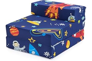 Ready Steady Bed Letto Pieghevole per Bambini Z Letto Singolo | Pouf Letto Pieghevole - Ottimo per Stanza Giochi Cameratta Soggiorno | Letto Richiudibile Singolo Leggero e Comodo (Space Boy)