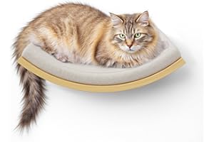 PELUOMOZ Katzen Kletterwand, Gebogenes Katzen-Wandregal mit Schaumstoffmatte, Wandmontiertes Massivholz Katzenwandmöbel für Klettern/Spielen/Schlafen