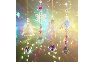 YEAHBOOM Acchiappasole Cristallo Natale,4 Pezzi Crystal Suncatcher,Appendere Vetro Acchiappa Sole,Pendenti Prismi Cristallo,Appeso Arcobaleno Prisma Finestra,Pendenti Suncatcher Decorazione per Casa Giardino