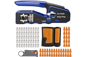 MAYLINE-TECH MAYLINE Cirmpatura per Cavi Rete CAT5 CAT6 Pinza Crimpatrice rj45 Professionali Strumenti Kit di Rete, Spellafili, Manutenzione del Kit LAN Tester del Cavo Riparazione (Nero)
