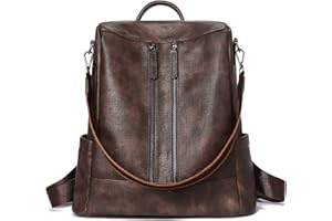 BOSTANTEN Sac à Dos Femme en Cuir Sac à Bandoulière 2 en 1 Sacs Portés Dos Elegant café Vintage