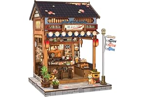 CUTEBEE Book Nook Kit para Adultos - Maqueta 3D Izakaya Japonesa en Miniatura, Casa de Muñecas con Decoración para Estanterías, Puzzle de Madera DIY y Regalo Creativo（Choshi no Shitamachi）