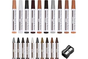 LJHOME Furniture Repair Kit, 21 Pcs Wood Filler Touch Up Pens Furniture Repair Markers and Wax Sticks with Sharpener for Stains, Scratches, Floors Scratch, Tables, Desks, Carpenters, Touch-Ups Repair