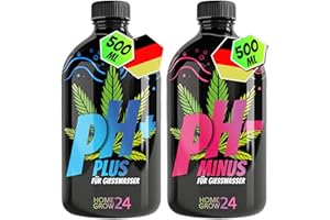 HOMEGROW24 PH Regulator Set mit PH+ und PH-, 2x 500 ml, organischer pH-Wert Senker und Heber, für optimales Pflanzenwachstum, ohne agressive Chemikalien, inkl. Pipette