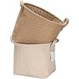 Sea Team Storage Baskets Organizer Box Bins in Jute and Cotton Linen Foldable with Handle Decorative for Home Toiletry Stationery Sundries Toys Jewerly Color Beige 26 * 26 * 26CM 2PCS