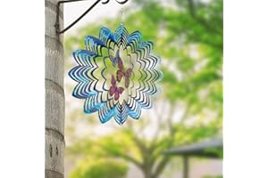 ACBUNGJI Stainless Steel Butterfly Wind Spinner 3D, 12 Inch Wind Yard Spinner, Kinetic Yard Art Mandala Metal Wind Spinner for Garden Outdoor Hanging Decoration (Butterfly)