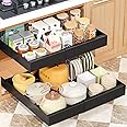 Ronlap Slide Out Drawer, Extendable Pull Out Cabinet Organizer Kitchen Cupboard, Sliding Drawer, No Drilling and Nailing, Kitchen Storage Black
