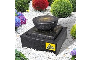AMUR Gartenbrunnen Brunnen Zierbrunnen Zimmerbrunnen Springbrunnen Brunnen Sonnen-Schale mit LED-Licht 230V Wasserfall Wasserspiel für Garten, Gartenteich, Terrasse, Balkon Sehr Dekorativ (Sonnen-Schale)