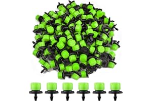 200pcs Goutteur Irrigation Réglable, EBANKU 1/4'' Système Dirrigation Goutte à Goutte Micro Flow Drip Head Buses de Brouillard Dirrigation pour Jardins Potagers ou Massifs de Fleurs (Vert)