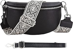 Blade Damska saszetka nerka z prawdziwej skóry, stylowa torebka na pasek damska z 2 wzorami i skórzanymi, odpinanymi i regulowanymi szerokimi paskami, damska torba crossbody, wysokiej jakości torba na