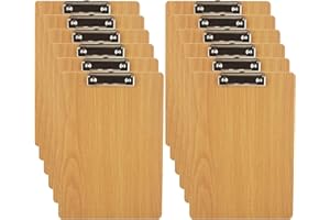 CYEER Clipboard A4 Pack of 12, Wooden Clipboard A4, Writing Board with Robust Clip and Hole for Restaurants, Schools, Offices to Written Records