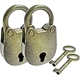 SDTC Tech 2pcs Mini Antique Padlock Retro Vintage Style Bear Head Shape Bronze Locks and Keys