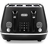 De'Longhi Distinta X CTIN4003.BK Designer 4 Slice Toaster, Variable Browning Control, Reheat/Defrost/Bagel Function -Black