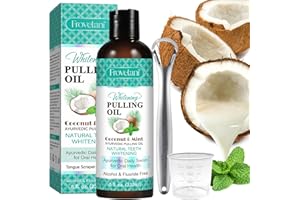 FROVETANI Coconut Oil Pulling for Teeth, All Natural Oil Pulling Mouthwash with Peppermint, Vitamin E, Oil Pulling for Teeth and Gums, Help Fresh Breath & Teeth Whitening, for Great Oral Care Result (237ML)