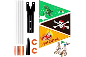 HuaCommerce 3 Stück Fahrradwimpel für Kinder – Sicherheitswimpel mit Wimpelstange & Buntem Fahrradzubehör – Verstellbare Fahrradfahne als auffälliges Sicherheitszubehör und Deko Zubehör für Kinder