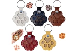 Pluvyze 5 StüCk SchlüSselanhäNger FüR Tierhaare,SchlüSselanhäNger Pfote, SüßE PfotenabdrüCke Zum Sammeln Von Katzen- Und Hundehaaren, Erinnerungsgeschenke FüR Haustiere
