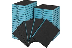 Sruhrak 18 PCS Sanding Sponge Set 120 Grits, Flexible Sanding Pads Wet Dry Reusable Sanding Block Sandpaper Block for Wood, Plastic, Drywall and Metal Polis