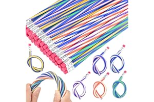 ANPUNAT 36 Pieces Soft Flexible Bendy Pencils with Erasers for School Stationary Equipment for Kids Birthday Party Favours Fillers Back to School Funny Supplies