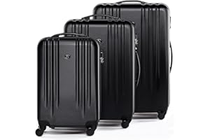 FERGÉ Set de 3 valises rigides à 4 roulettes Marseille | Lot de 3 - Trolley Voyage |Ensemble de Bagages Noir